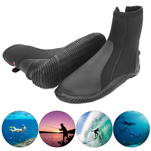 Dilwe Zapato de Buceo, 5 mm Zapato de Buceo de Neopreno Unisex Manténgase abrigado Bota de esnórquel de natación Antideslizante Negro