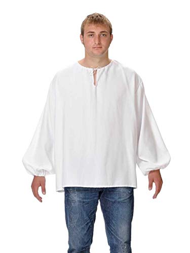 DISBACANAL Camisas Medievales de mesonero - Blanco, Adulto