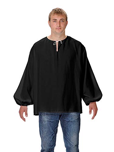 DISBACANAL Camisas Medievales de mesonero - Negro, Adulto