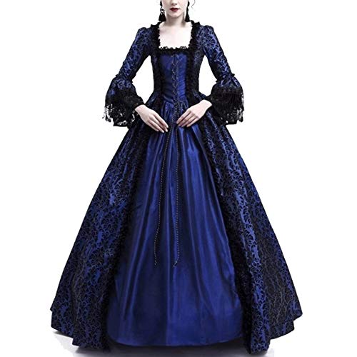 Disfraz Medieval para Mujer Vestido Retro Manga Larga Renacentista Cosplay Armada L