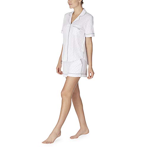 DKNY Signature Juego de Pijama de Punto Corto Blanco con Logo Blanco Blanco L