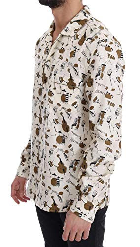 Dolce & Gabbana - Camisa Estampada de Jazz de Seda Blanca - Blanco - 50