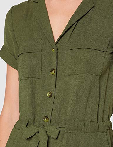 Dorothy Perkins Linen Ultility Jumpsuit Mono, Verde (Khaki 843), 40 (Talla del Fabricante: 12) para Mujer