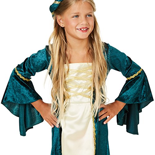 dressforfun 900216 - Disfraz de Niña Princesa del Castillo, Vestido Largo de Terciopelo, Incluye Cinta de Pelo (3-4 años | No.300973)