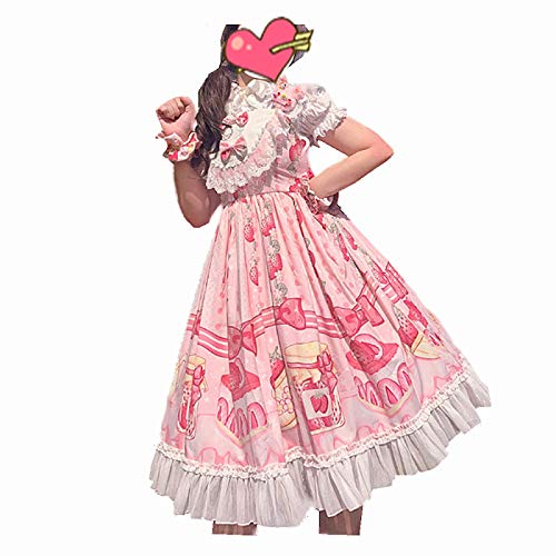 Dulce Lolita Vestido JSK Vestido Verano Fresa Pastel Vestido Kawaii Japón Cos Vestido para Mujer