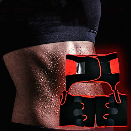 DZGN Entrenador de Cintura Alta del Muslo, Nuevo 3-en-1 de Neopreno de Cintura Alta del Muslo, Sudor Cintura del Abrigo del Muslo Delgado con Sauna Traje Efecto, para Las Mujeres,Rojo,XL