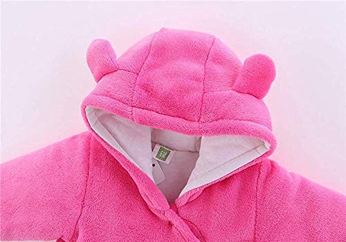 Eastery - Mono de peluche unisex para bebés de 0 a 12 meses, de terciopelo, estilo sencillo, de dibujos animados de gato, mono de lactancia para bebés, pijamas de invierno Rosa hot pink 12 meses