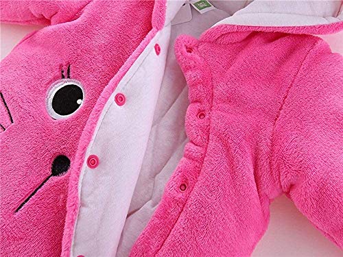 Eastery - Mono de peluche unisex para bebés de 0 a 12 meses, de terciopelo, estilo sencillo, de dibujos animados de gato, mono de lactancia para bebés, pijamas de invierno Rosa hot pink 12 meses