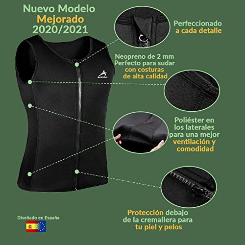 EDM - Chaleco Neopreno Hombre - Faja Hombre - Chaleco Sudoracion Hombre - Camiseta Neopreno Hombre con Cuerda Saltar - Camiseta Efecto Sauna Hombre - Camiseta para Sudar Hombre - S