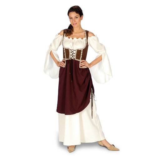 Elbenwald Maid Mujer casera Mercado de Las Damas Traje Medieval Viste con el corpiño y Sobrefalda, Vestuario - 40/42