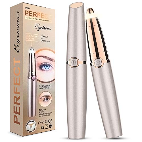 Eléctrica Depiladora Cejas - Xpreen Afeitadora de Cejas Recortador Flawless Recortador de Fello de Cejas Sin Dolor para Mujer Depiladora de Cejas Rápida y Segura con Luz LED