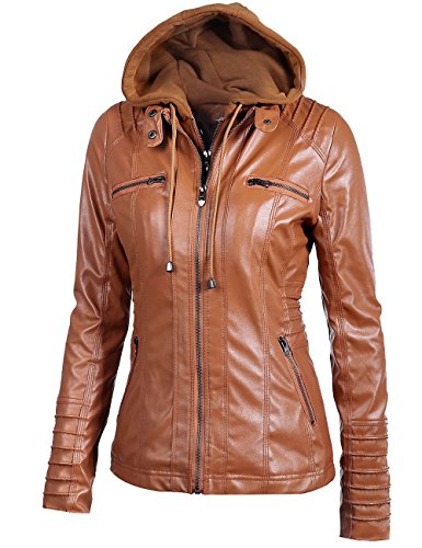 EMMA - Chaqueta para Mujer con Capucha Desmontable con Cremallera, color Marron, X-Large