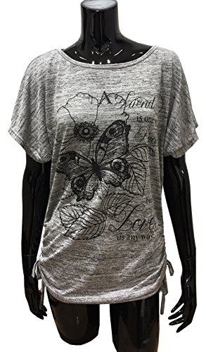 Emma & Giovanni -T-Shirt/Top/Camiseta para el Verano - Mujer (# Gris, XL)