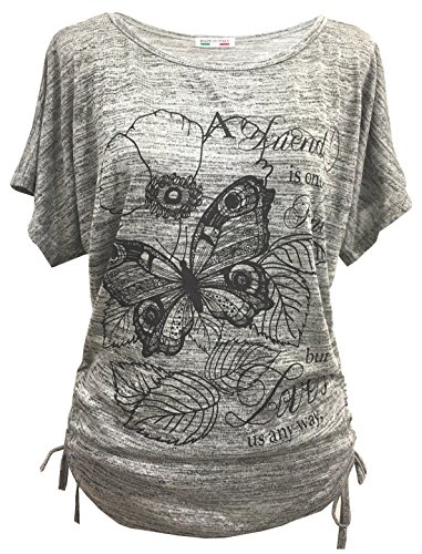 Emma & Giovanni -T-Shirt/Top/Camiseta para el Verano - Mujer (# Gris, XL)