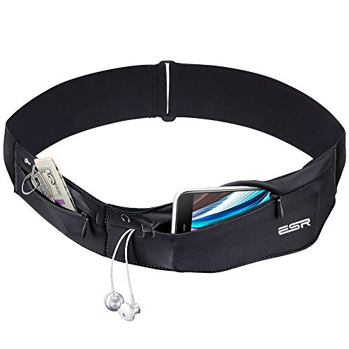 ESR Riñonera Deportiva Ajustable con Cierre Cremallera, Running Belt para iPhone SE 2020/X/XR/XS Plus/8/8Plus/7 con Puerto Auriculares y Cinturón Dinero, para Deportes, Bicicleta, Viajar, Gimnasio-M