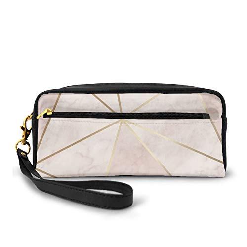 Estuche Zara Shimmer metálico suave rosa dorado pluma bolsa de maquillaje cartera gran capacidad impermeable para estudiantes o mujeres