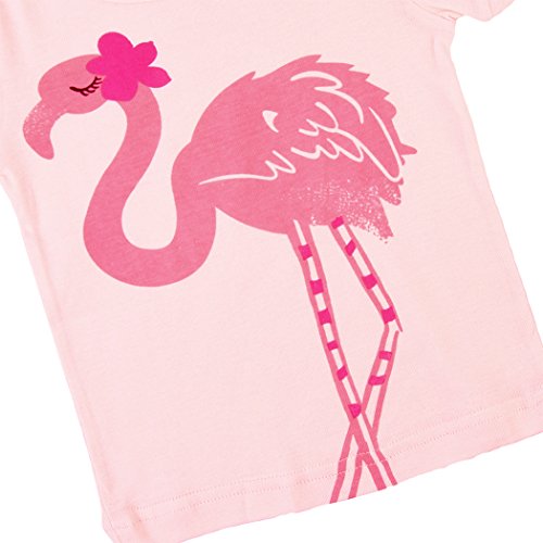 Eulla Pijama para niña, corto, unicornio, algodón, pijama 4 flamencos 116 cm