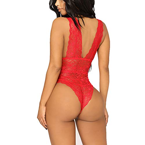 EVBEA Lencería Mujer Erótica Cuello en V Profundo Hot Transparente Tentación Camisón Halter Ropa Interior Sin Respaldo Sexy Dormir Vestido Babydoll Encaje Hot