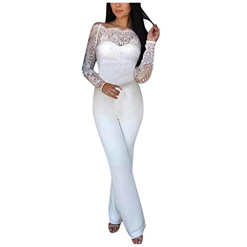 FAMILIZO Monos Mujer Fiesta Elegantes Cortos Verano Monos Mujer Largos Ajustado Mujeres Encaje Sexy De Hombro Sin Mangas Mampara Mono Playsuit M