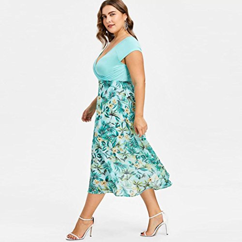 FAMILIZO -Vestidos De Fiesta Mujer Largos Elegantes Vestidos Largos De Fiesta Mujer Tallas Grandes Vestidos Manga Corta Mujer Sin Hombro Vestidos Mujer Vestidos Mujer Verano Flores (5XL, Verde)