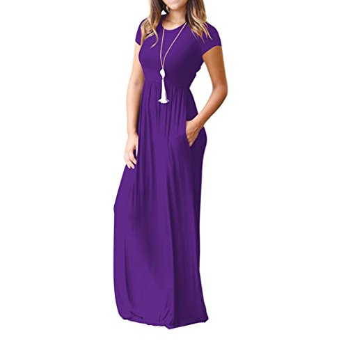 FAMILIZO -Vestidos De Fiesta Mujer Largos Elegantes Vestidos Largos De Fiesta Mujer Tallas Grandes Vestidos Mujer Verano Largo Casual Vestidos Manga Corta Mujer Fiesta (S, Morado)