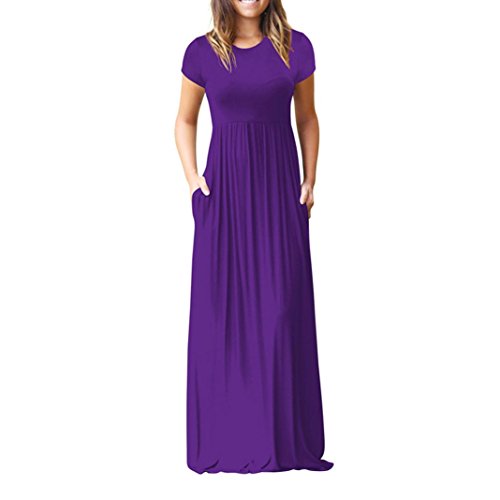 FAMILIZO -Vestidos De Fiesta Mujer Largos Elegantes Vestidos Largos De Fiesta Mujer Tallas Grandes Vestidos Mujer Verano Largo Casual Vestidos Manga Corta Mujer Fiesta (S, Morado)