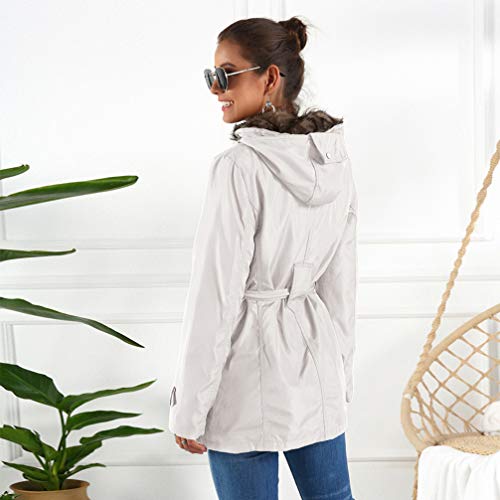 FENICAL Abrigo Medio Largo Abrigo Cálido de Invierno para Mujer Forro de Piel para Mujer Abrigo Largo Chaqueta Larga Gruesa Parka con Capucha para Grils Mujer (Talla XXL Blanco)