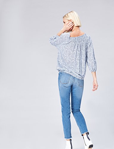 find. Blusa Estampada con Aberturas para Mujer , Azul (Blue), 42 (Talla del Fabricante: Large)