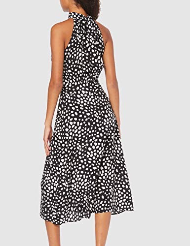 find. Vestido Midi Cuello Halter Mujer, Negro (Black Spot), 42, Label: L