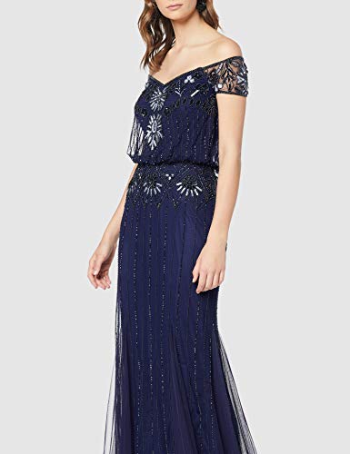 Frock and Frill Carys 2 In 1 Embellished Maxi Dress Vestido Fiesta Mujer, Azul (Medieval Blue #00008b), 38 (Talla del Fabricante: UK 10)