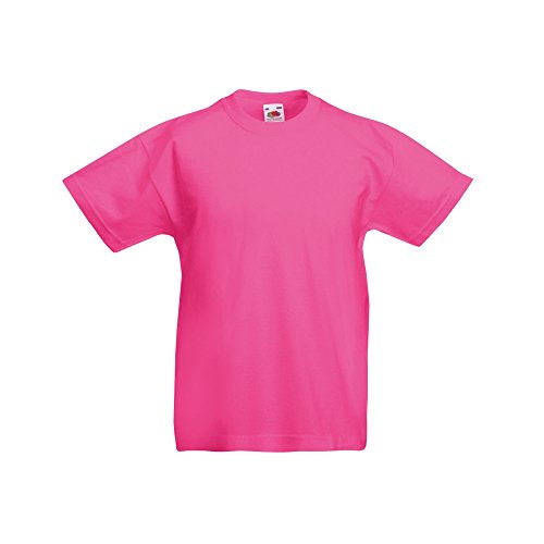 Fruit of the Loom - Camiseta de Manga Corta Original niños (5-6 Años/Fucsia)