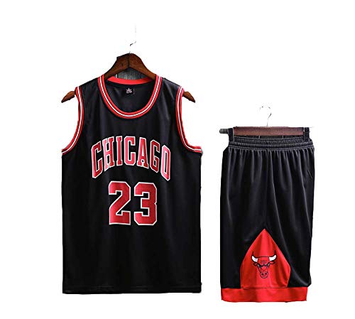 FSBYB Bull de Baloncesto Uniforme Traje Adulto Masculino y Femenino No. 23 Jordan Equipo de Camiseta Deportiva Uniformes Uniforme,Negro,5XL