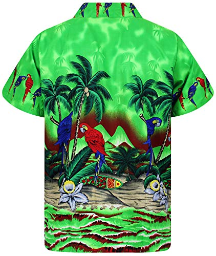 Funky Camisa Hawaiana, Parrot, Verde, XS