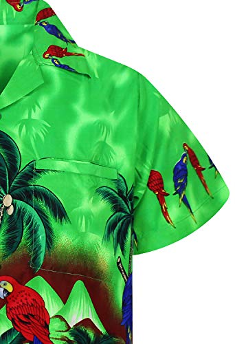 Funky Camisa Hawaiana, Parrot, Verde, XS