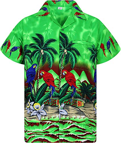 Funky Camisa Hawaiana, Parrot, Verde, XS