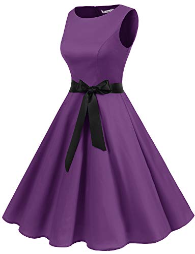 Gardenwed Vestidos Mujer Sin Mangas Cóctel Fiesta Retro Pin Up Purple S