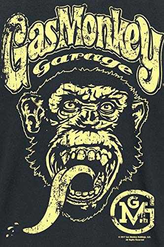 Gas Monkey Garage Logo Hombre Camiseta Negro XL, 100% algodón, Regular