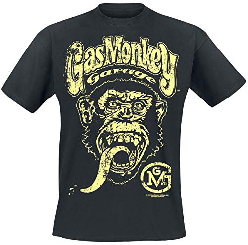 Gas Monkey Garage Logo Hombre Camiseta Negro XL, 100% algodón, Regular