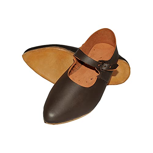 GDFB Zapatos Medievales tardíos »Ropa Medieval» Cuero 100% Natural - Marrón Oscuro