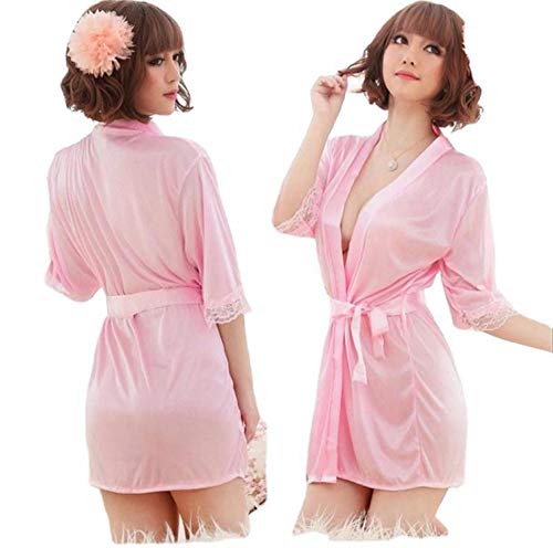 Gdofkh Lencería Sexy Albornoz de Seda de Hielo Sexy camisón Kimono Pijama Sudor Traje humeante XL