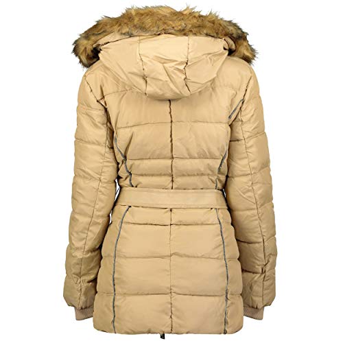 Geographical Norway BECKY LADY - Parka De Mujer Cálida - Abrigo Con Capucha De Piel Falsa - Chaqueta Invierno - Chaqueta Larga Con Forro Cálido - Regalo Mujer Outwear Casual (Beige S) Talla 1