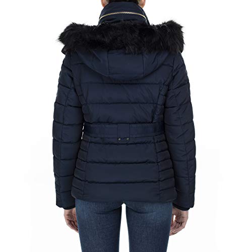 Geographical Norway Blood Lady - Parka De Mujer Cálida - Abrigo Capucha De Piel Sintética - Chaqueta De Invierno Viento - Outwear Larga Forro Cálido para Mujer (Azul Marino S) Talla 1