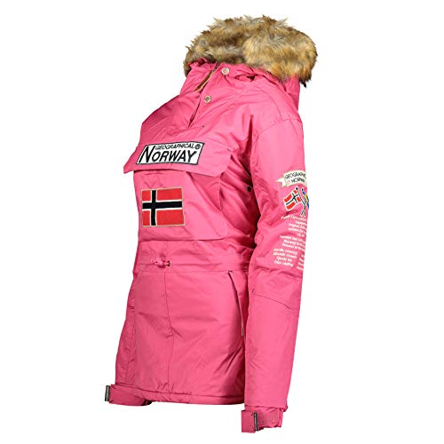 Geographical Norway BRIDGET LADY - Parka Impermeable Mujeres - Abrigo Grueso Capucha Exteriores - Chaqueta Cortavientos Invierno Cálida - Chaqueta Exteriores Para Mujeres ROSA L