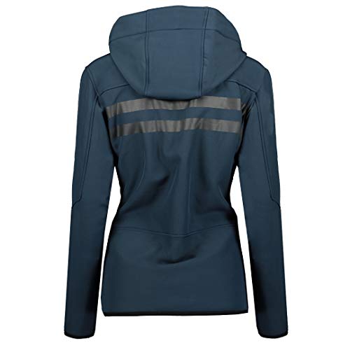 Geographical Norway REINE LADY - Chaqueta Softshell Impermeable Mujer - Chaqueta Capucha Exteriores - Chaqueta Cortavientos Invierno - Actividades Senderismo Aire Libre (azul marino/rosa 2XL) Talla 5