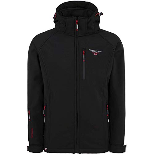 Geographical Norway TABOO MEN - Chaqueta Softshell Impermeable Hombre - Capucha Transpirable Exterior - Chaqueta Cortavientos Invierno - Ideal Para Actividades Al Aire Libre Negro M