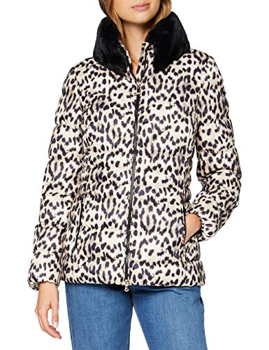 Geox W CAMEI Chaqueta Acolchada, Beige Animaler, 42 para Mujer