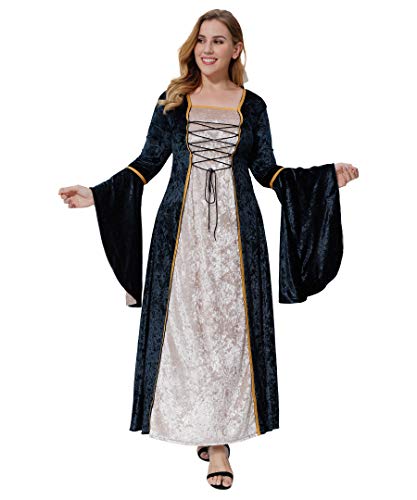 Geplaimir Disfraz medieval para mujer, de terciopelo, para Halloween, carnaval, bruja, vampiro, gótico, cosplay, G006BXXL