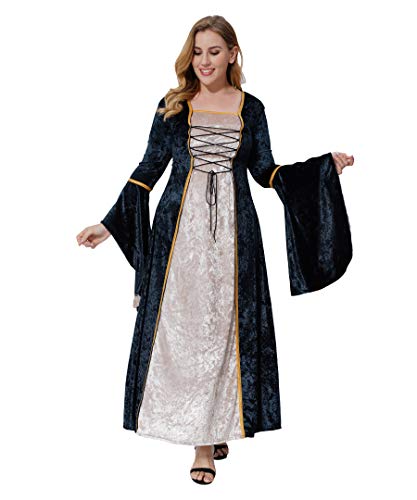 Geplaimir Disfraz medieval para mujer, de terciopelo, para Halloween, carnaval, bruja, vampiro, gótico, cosplay, G006BXXL