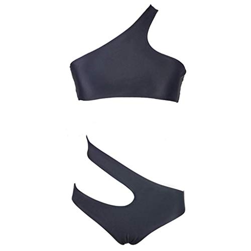 GHXCJ Mujeres Un Hombro Bandeau Bikini de Corte Alto Trajes de baño de Dos Piezas Tanga de Talle Alto Monokini