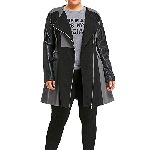 Glaiidy Orejas Moda Para Mujer Abrigo Largo Trench Coat Chaqueta De Ropa de Fiesta Invierno Para Mujer Trench Windbreaker Parka Outwear Mujeres Plus Size Abrigo De Lana Patchwork De Cuero Parka Windbr